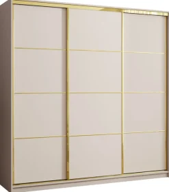 Zestawy Mebli Do Przedpokoju|Szafy Trzydrzwiowe>BROMARKT Szafa przesuwna 200 cm z szufladami GOLD NEW beż piaskowy