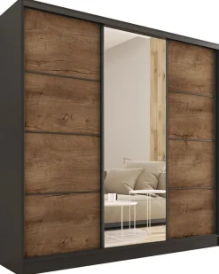 Zestawy Mebli Do Przedpokoju|Szafy Trzydrzwiowe>BROMARKT Szafa przesuwna dąb lefkas 180 cm LOFT