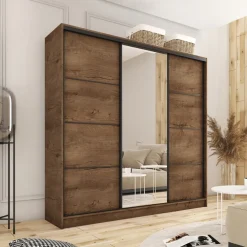 Zestawy Mebli Do Przedpokoju|Szafy Trzydrzwiowe></noscript>BROMARKT Szafa przesuwna dąb lefkas 180 cm LOFT