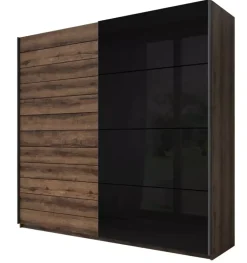 Zestawy Mebli Do Sypialni|Zestawy Mebli Do Przedpokoju>Helvetia Szafa przesuwna dąb monastery z czarnym szkłem 200 cm GALACTIC