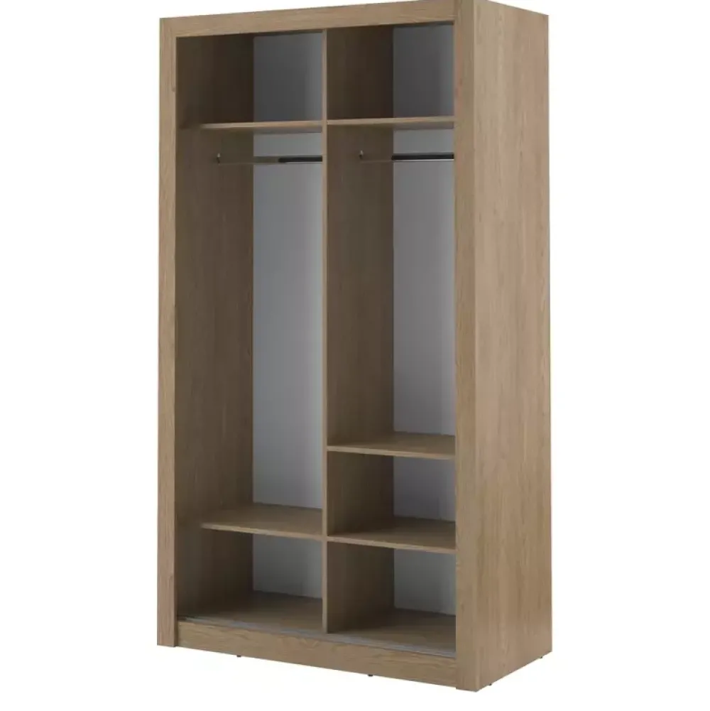 Szafy Przesuwne>lenart. Szafa przesuwna do pokoju 120 cm lustro półki drążki ARTI dąb shetland