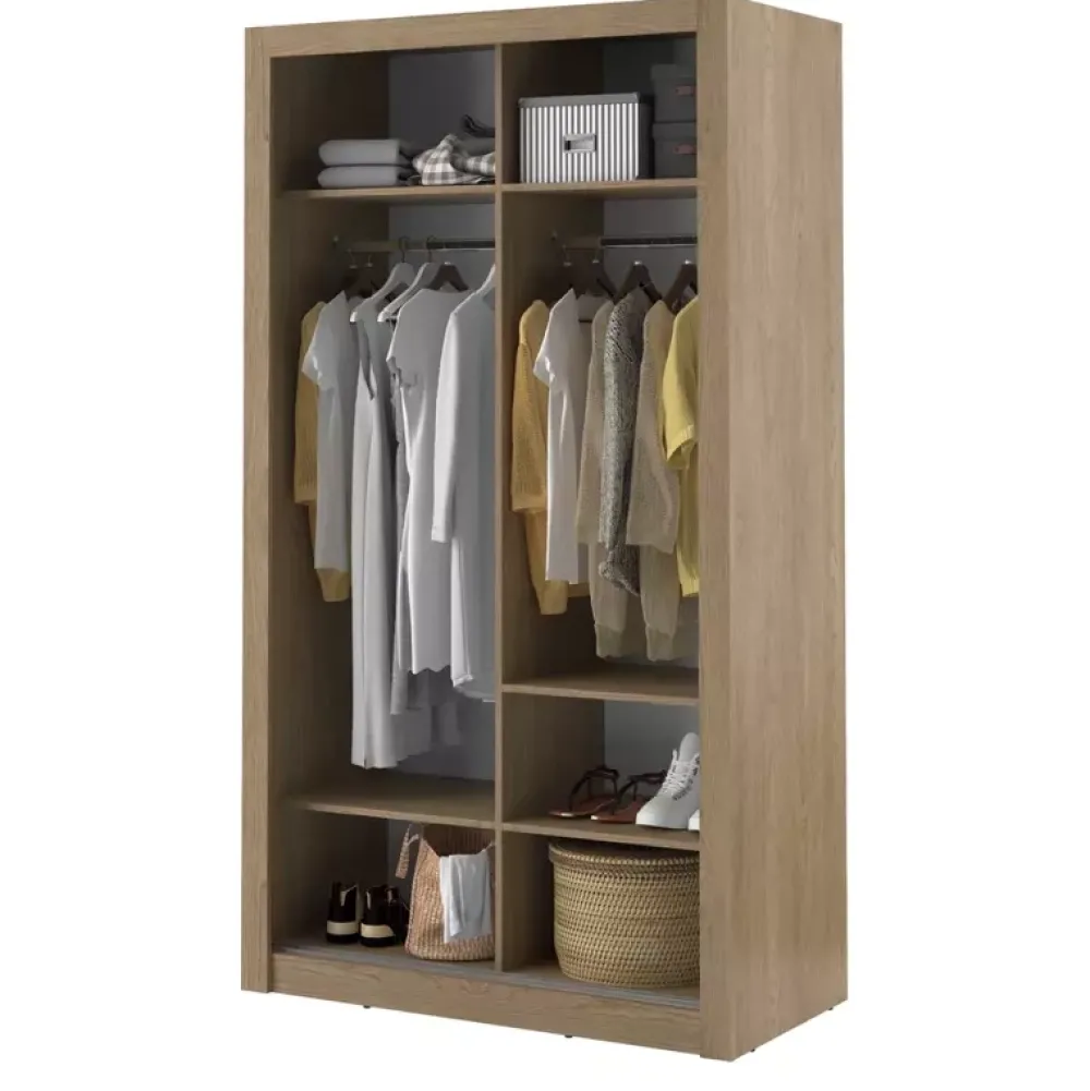 Szafy Przesuwne>lenart. Szafa przesuwna do pokoju 120 cm lustro półki drążki ARTI dąb shetland