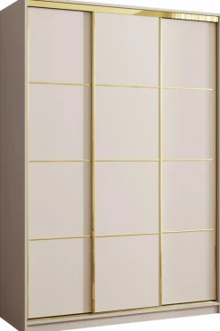 Zestawy Mebli Do Przedpokoju|Szafy Trzydrzwiowe>BROMARKT Szafa przesuwna do przedpokoju 150 cm GOLD NEW beż piaskowy