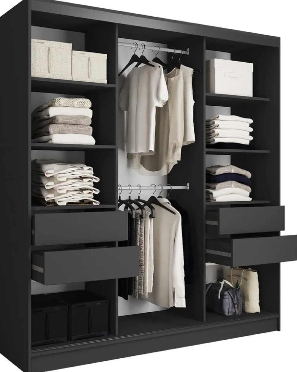 Zestawy Mebli Do Przedpokoju|Szafy Trzydrzwiowe>BROMARKT Szafa przesuwna do przedpokoju 180 cm LOFT beż piaskowy