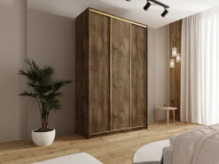 Szafy Trzydrzwiowe|Szafy Do Salonu></noscript>BROMARKT Szafa przesuwna do przedpokoju 150 cm GOLD NEW MAX lefkas dąb lefkas