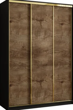 Szafy Trzydrzwiowe|Szafy Przesuwne>BROMARKT Szafa przesuwna do przedpokoju 150 cm GOLD NEW dąb lefkas