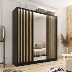 Szafy Trzydrzwiowe|Szafy Do Przedpokoju></noscript>BROMARKT Szafa przesuwna do przedpokoju z lustrem LOFT 180 cm artisan