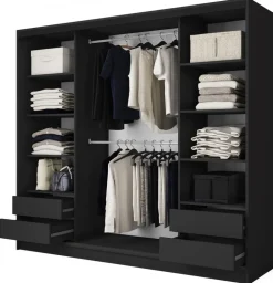 Szafy Trzydrzwiowe|Szafy Do Przedpokoju>BROMARKT Szafa przesuwna do sypialni 235 cm z lustrem BEST półki szuflady