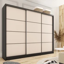 Szafy Trzydrzwiowe|Szafy Do Przedpokoju></noscript>BROMARKT Szafa przesuwna do sypialni 250 cm beż piaskowy LOFT