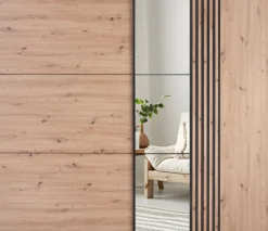 Szafy Dwudrzwiowe|Szafy Z Lustrem>Stolar Szafa przesuwna do sypialni z lamelami 203 cm z lustrami SAVINA dąb artisan
