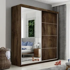 Szafy Przesuwne|Zestawy Mebli Do Przedpokoju>KIER Szafa przesuwna do sypialni z lustrem 150 cm TARO jesion ciemny dąb jesion ciemny