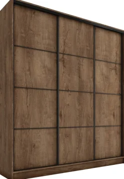 Zestawy Mebli Do Przedpokoju|Szafy Trzydrzwiowe>BROMARKT Szafa przesuwna do sypialni 180 cm LOFT MAX z półkami dąb lefkas