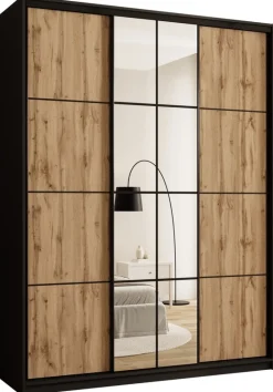 Szafy Trzydrzwiowe|Szafy Do Przedpokoju>BROMARKT Szafa przesuwna do sypialni z lustrem 180 cm EDGE MAX dąb wotan