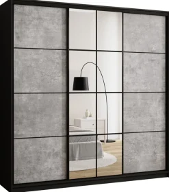 Zestawy Mebli Do Przedpokoju|Szafy Trzydrzwiowe>BROMARKT Szafa przesuwna do sypialni 200 cm z lustrem i szufladami EDGE