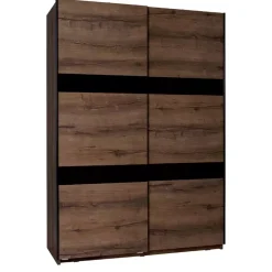 Zestawy Mebli Do Sypialni|Zestawy Mebli Młodzieżowych>GiB Meble Szafa przesuwna dwudrzwiowa 150 cm dąb monastery/czarny połysk DENIS