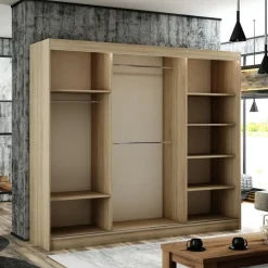 Zestawy Mebli Do Przedpokoju|Szafy Trzydrzwiowe>Arton Szafa przesuwna trzydrzwiowa z półkami 250 cm BRANDON dąb sonoma