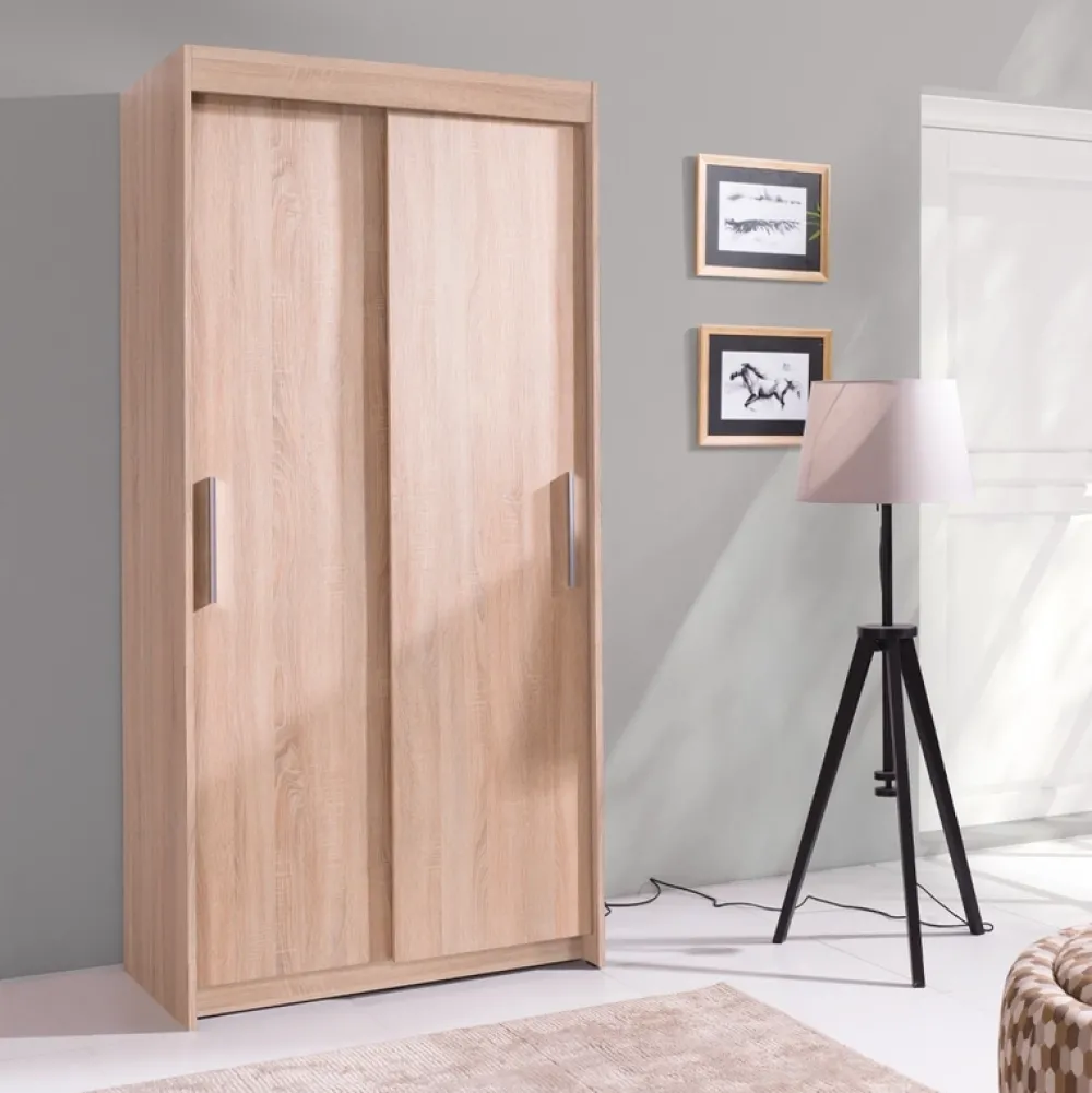 Meble Dla Dzieci|Szafy Dwudrzwiowe>JUREK Szafa przesuwna w stylu nowoczesnym do salonu z półkami 100 cm KIER