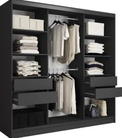 Zestawy Mebli Do Przedpokoju|Szafy Trzydrzwiowe>BROMARKT Szafa przesuwna z lamelami LOFT 200 cm lefkas