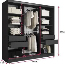 Zestawy Mebli Do Przedpokoju|Szafy Trzydrzwiowe></noscript>BROMARKT Szafa przesuwna z lamelami LOFT 200 cm lefkas