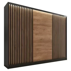 Zestawy Mebli Do Przedpokoju|Szafy Trzydrzwiowe>BROMARKT Szafa przesuwna z lamelami do przedpokoju LOFT 250 cm