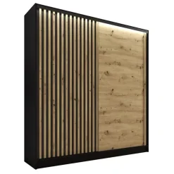 Zestawy Mebli Do Przedpokoju|Szafy Trzydrzwiowe>BROMARKT Szafa przesuwna z lamelami 180 cm LAMEL 3D