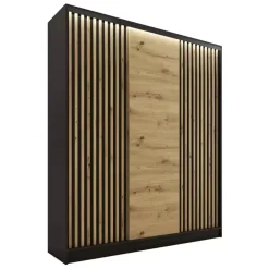 Zestawy Mebli Do Przedpokoju|Szafy Trzydrzwiowe>BROMARKT Szafa przesuwna z lamelami LOFT 150 cm