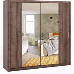 Zestawy Mebli Do Sypialni|Szafy Dwudrzwiowe>GiB Meble Szafa przesuwna z lustrami 220 cm BELLA dąb monastery