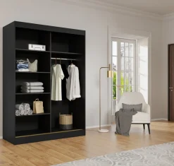 Meble Młodzieżowe|Zestawy Mebli Do Przedpokoju>JUREK Szafa przesuwna z lustrami 120 cm drzwi przesuwne złote uchwyty kaszmir