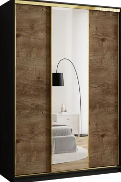 Szafy Trzydrzwiowe|Szafy Z Lustrem>BROMARKT Szafa przesuwna z lustrem 150 cm w stylu glamour GOLD NEW