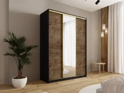 Szafy Trzydrzwiowe|Szafy Z Lustrem></noscript>BROMARKT Szafa przesuwna z lustrem 150 cm w stylu glamour GOLD NEW