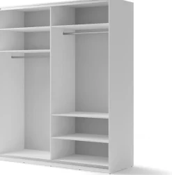 Szafy Dwudrzwiowe|Szafy Z Lustrem></noscript>lenart. Szafa przesuwna z lustrem i półkami 200 cm dwudrzwiowa biała MAXI