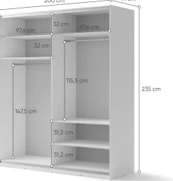 Szafy Dwudrzwiowe|Szafy Z Lustrem></noscript>lenart. Szafa przesuwna z lustrem i półkami 200 cm dwudrzwiowa biała MAXI