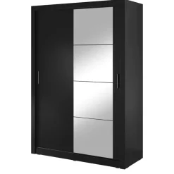 Zestawy Mebli Do Sypialni|Szafy Dwudrzwiowe>lenart. Szafa przesuwna z lustrem 150 cm półki drążek ARTI czarny
