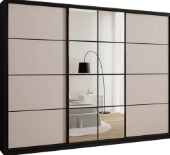 Zestawy Mebli Do Przedpokoju|Szafy Trzydrzwiowe>BROMARKT Szafa przesuwna z lustrem i szufladami 280 cm do sypialni EDGE