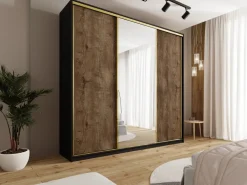Szafy Trzydrzwiowe|Szafy Z Lustrem></noscript>BROMARKT Szafa przesuwna z lustrem 250 cm GOLD NEW MAX lefkas
