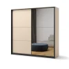 Zestawy Mebli Do Sypialni|Szafy Dwudrzwiowe>lenart. Szafa przesuwna z lustrem do sypialni 220 cm beżowa z oświetleniem ENNA
