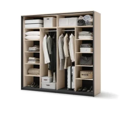 Zestawy Mebli Do Sypialni|Szafy Dwudrzwiowe></noscript>lenart. Szafa przesuwna z lustrem do sypialni 220 cm beżowa z oświetleniem ENNA