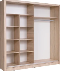 Zestawy Mebli Do Przedpokoju|Szafy Dwudrzwiowe>MEBLOSIEK Szafa przesuwna z lustrem 154 cm do salonu BALI dąb sonoma