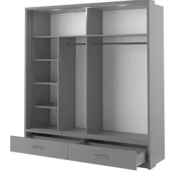 Zestawy Mebli Do Sypialni|Szafy Dwudrzwiowe>lenart. Szafa przesuwna z lustrem 200 cm szuflady półki ARTI szary