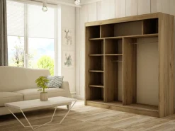 Szafy Dwudrzwiowe|Szafy Z Lustrem>Arton Szafa przesuwna z lustrem i drążkiem 200 cm RABANA dąb sonoma