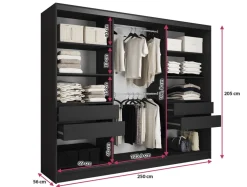 Zestawy Mebli Do Przedpokoju|Szafy Trzydrzwiowe></noscript>BROMARKT Szafa przesuwna z lustrem do sypialni 250 cm beż piaskowy LOFT