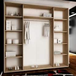 Szafy Dwudrzwiowe|Szafy Z Lustrem>KIER Szafa przesuwna z lustrem 200 cm dwudrzwiowa TARO dąb sonoma