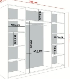 Szafy Dwudrzwiowe|Szafy Z Lustrem></noscript>KIER Szafa przesuwna z lustrem 200 cm dwudrzwiowa TARO dąb sonoma