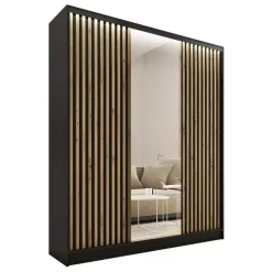 Zestawy Mebli Do Przedpokoju|Szafy Trzydrzwiowe>BROMARKT Szafa przesuwna z lustrem lamele LOFT 150 cm