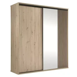 Zestawy Mebli Do Sypialni>JARSTOL Szafa przesuwna z lustrem i lamelami 199 cm CALIS