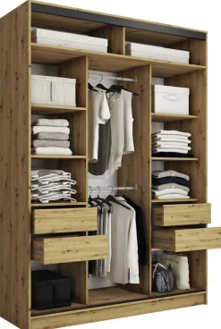 Zestawy Mebli Do Przedpokoju|Szafy Trzydrzwiowe>BROMARKT Szafa przesuwna z lustrem 150 cm LOFT MAX dąb artisan