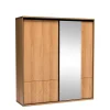 Zestawy Mebli Do Sypialni|Szafy Dwudrzwiowe>JARSTOL Szafa przesuwna z lustrem 199 cm FONETTI dąb karmel