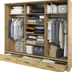 Zestawy Mebli Do Sypialni|Zestawy Mebli Do Przedpokoju>lenart. Szafa przesuwna z lustrem 250 cm ARTI z półkami dąb artisan