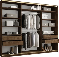 Szafy Trzydrzwiowe|Szafy Do Przedpokoju>BROMARKT Szafa przesuwna z lustrem 280 cm GOLD NEW MAX dąb lefkas