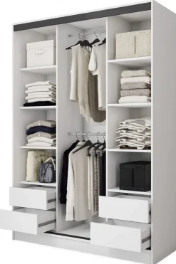 Szafy Trzydrzwiowe|Szafy Do Przedpokoju>BROMARKT Szafa przesuwna z lustrem 150 cm BEST półki szuflady drążki